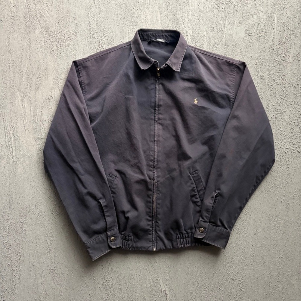 Vintage Polo Ralph Lauren Harrington Jacket Medium Blue 1990s Full Zip